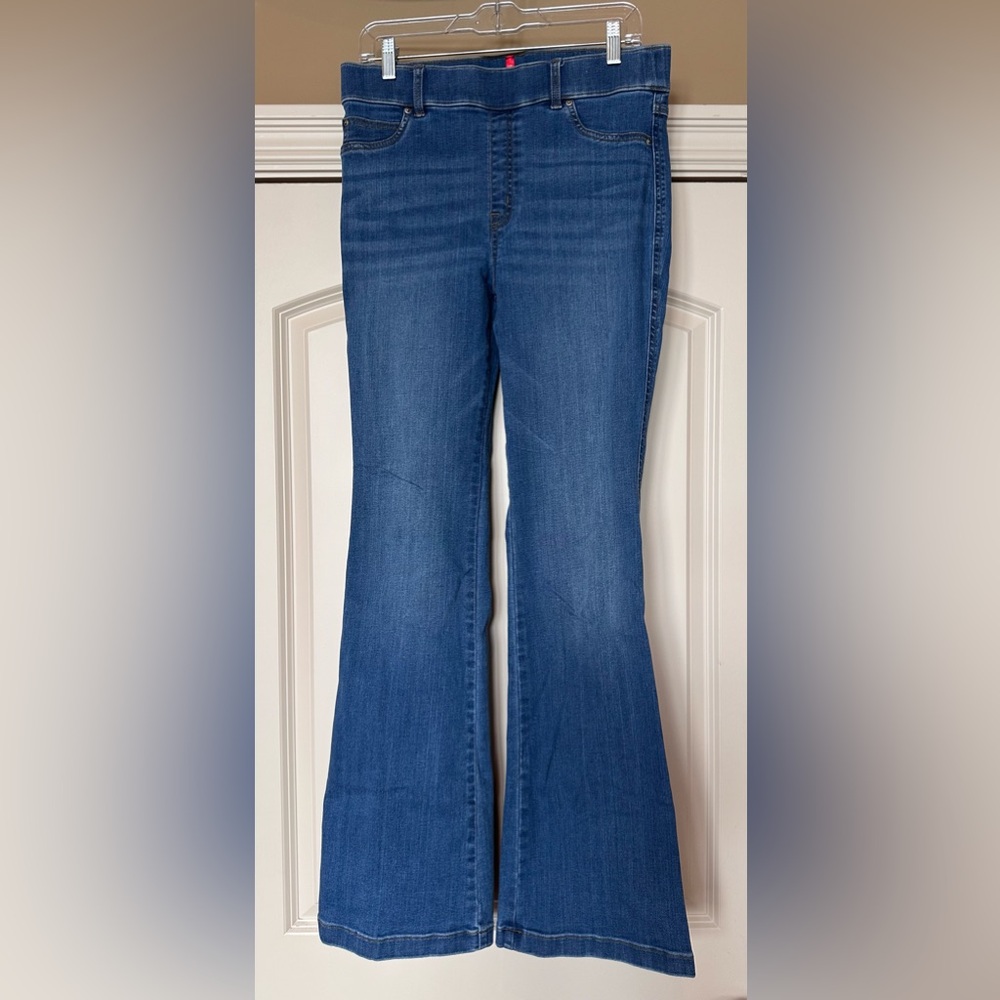 SPANX Blue Pull-On Flare Denim